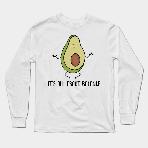 Avocado Doing Yoga, Funny Zen Mediation, Balance Long Sleeve T-Shirt by dukito